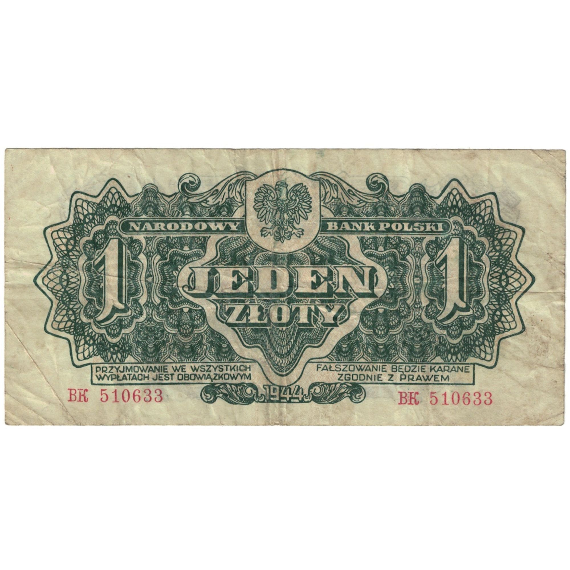 Banknote, Poland, 1 Zloty, 1944, KM:105a, VF(30-35)