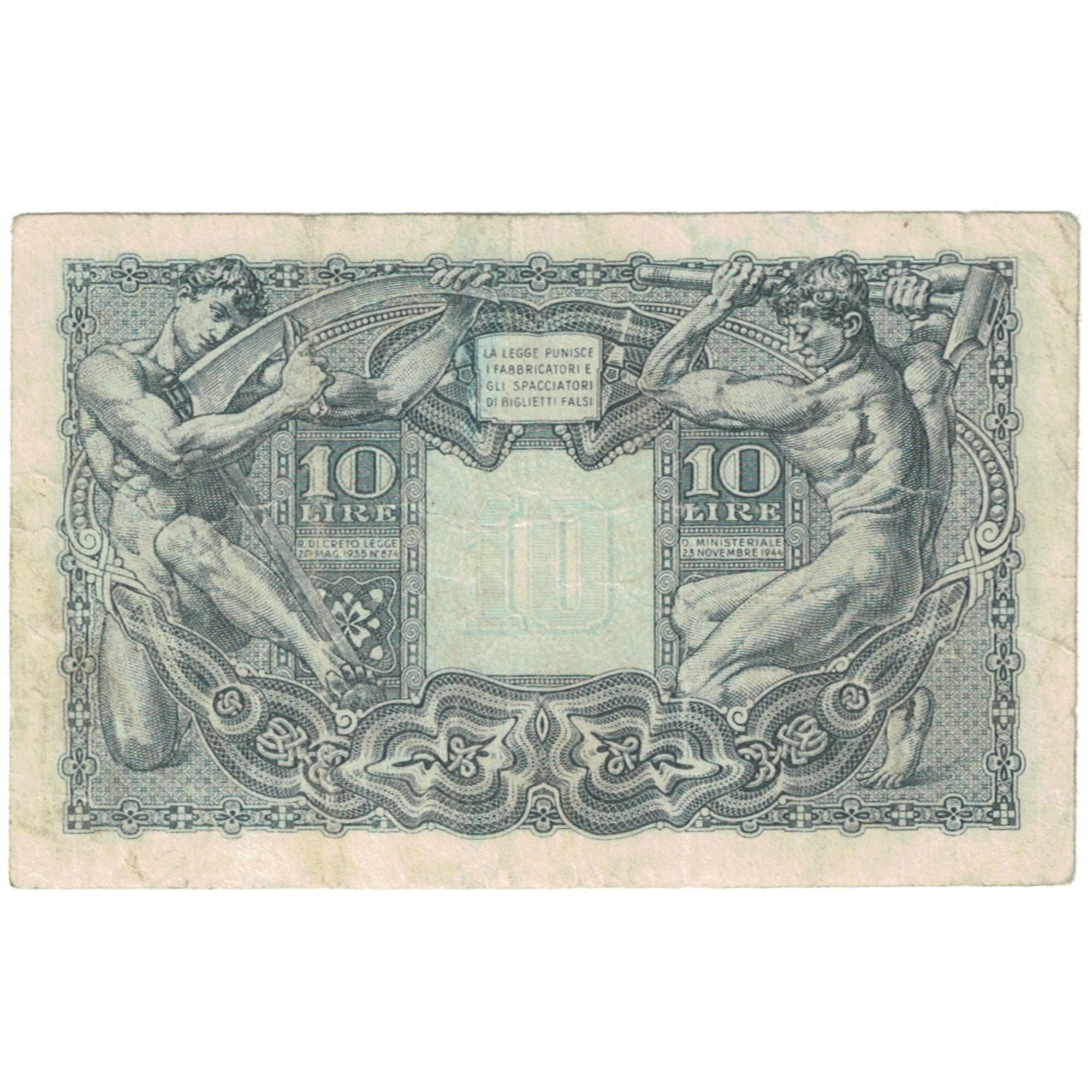 Billet, Italie, 10 Lire, KM:32c, TTB