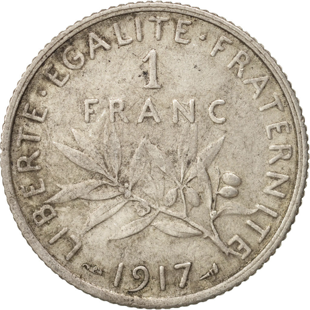 Frankreich, Semeuse, Franc, 1917, Paris, VZ, Silber, KM:844.1, Gadoury:467