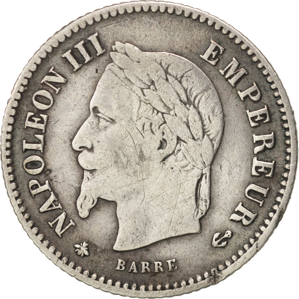France, Napoleon III, 20 Centimes, 1867, Paris, VF(20-25), KM 808.1