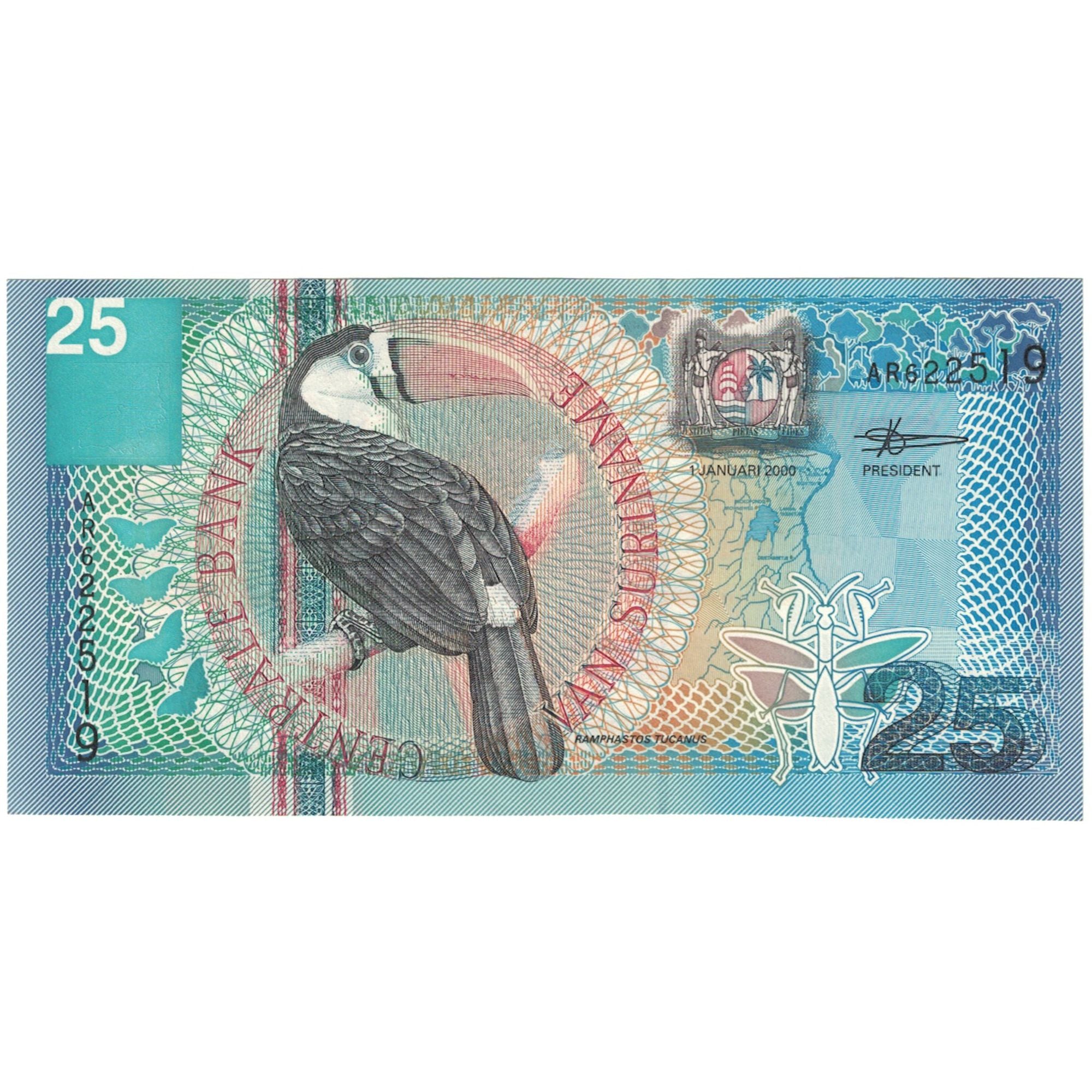 Banknote, Suriname, 25 Gulden, 2000, 2000-01-01, UNC(65-70)