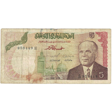 Banconote, Tunisia, 5 Dinars, 1980, 1980-10-15, KM:75, B+