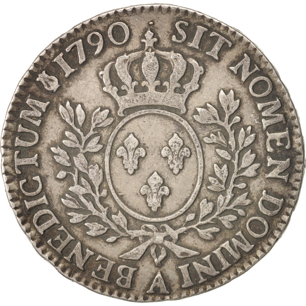 Francia, Louis XVI, 1/2 Écu, 44 Sols, 1790, Paris, MB+, Argento, KM 562.1