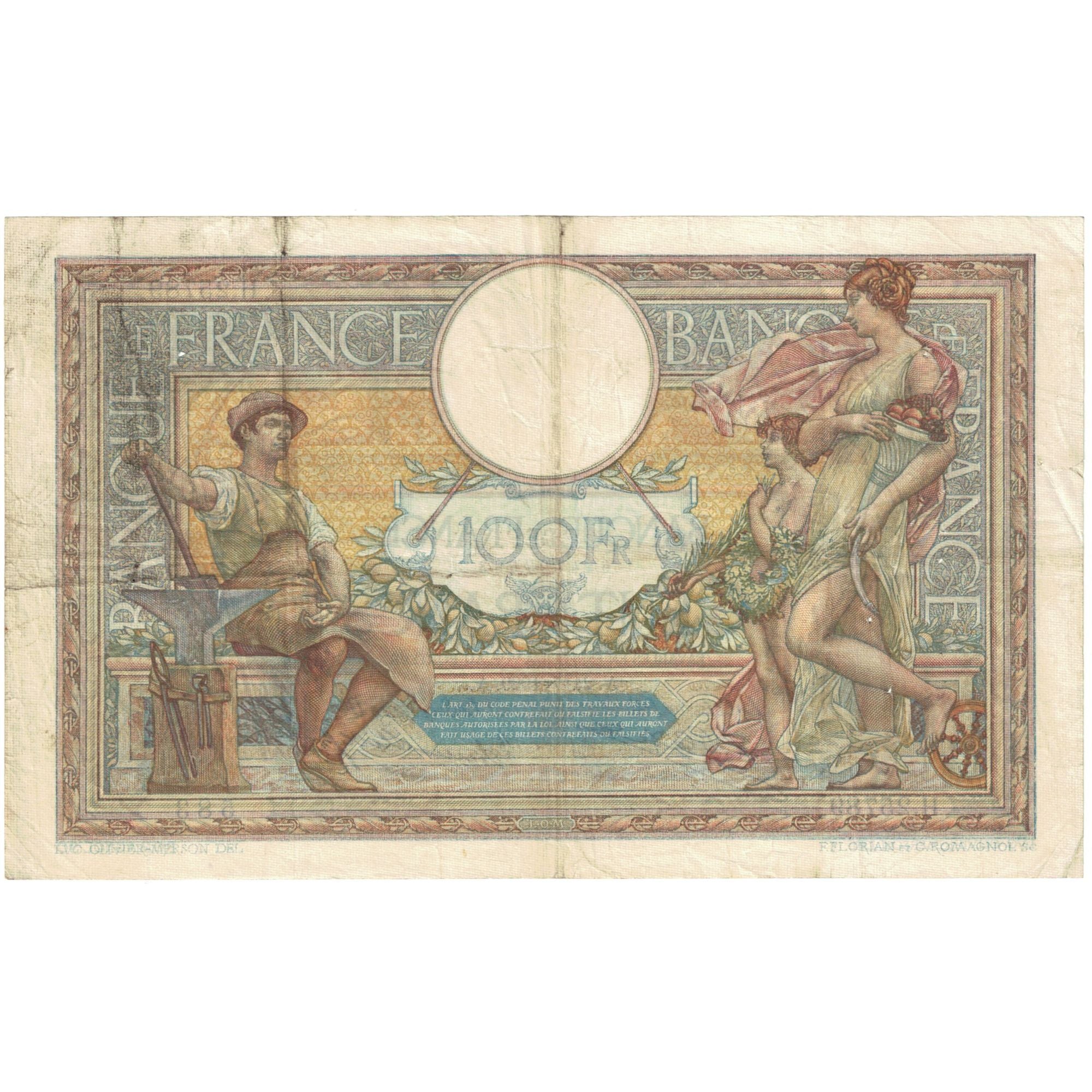 Francia, 100 Francs, Luc Olivier Merson, 1929, H.25789, BC+, Fayette:24.8