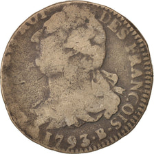 Francia, 2 sols françois, 2 Sols, 1793, Rouen, B+, Bronzo, KM:603.3, Gadoury:25