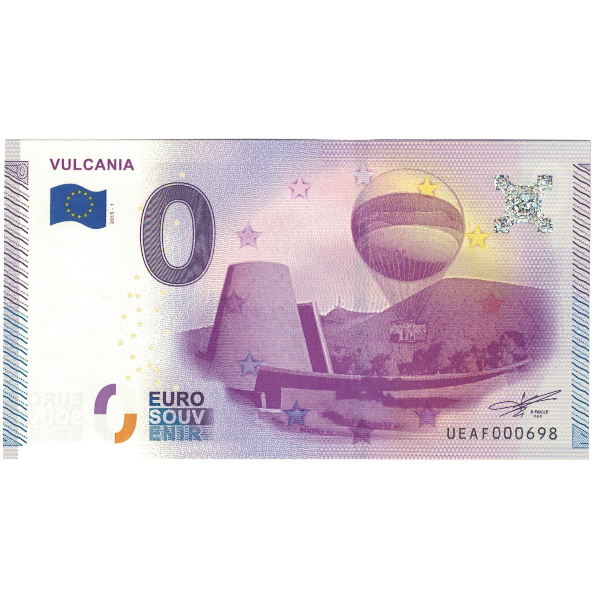 France, Tourist Banknote - 0 Euro, VULCANIA