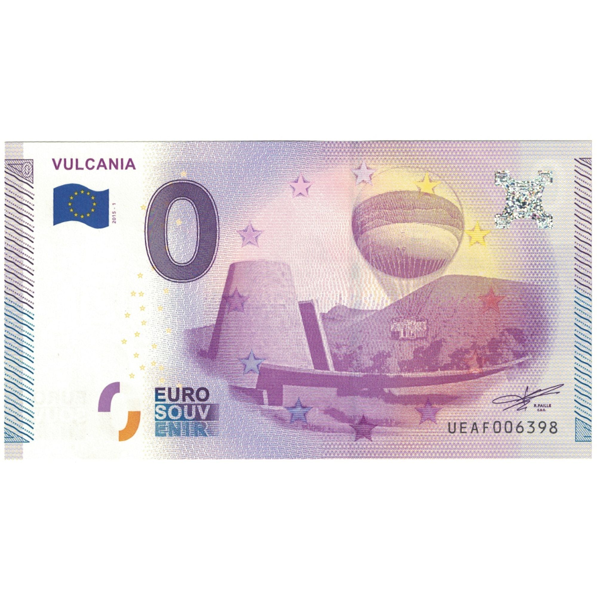 France, Tourist Banknote - 0 Euro, VULCANIA
