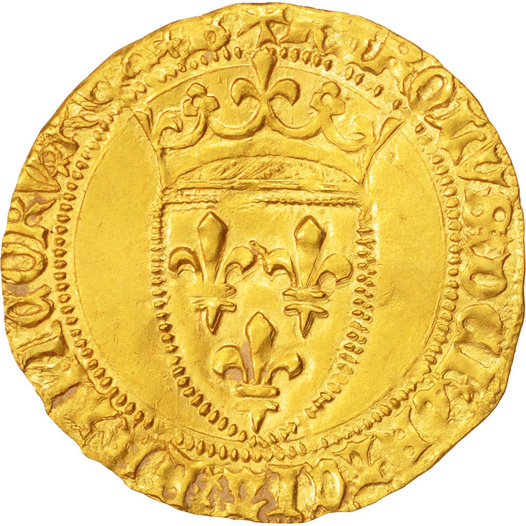 France, Charles VII, Écu d'or 1er type, Bourges, SUP, Or, Duplessy:453 A