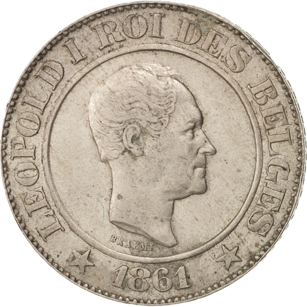 Coin, Belgium, Leopold I, 20 Centimes, 1861, AU(50-53), Copper-nickel, KM:20