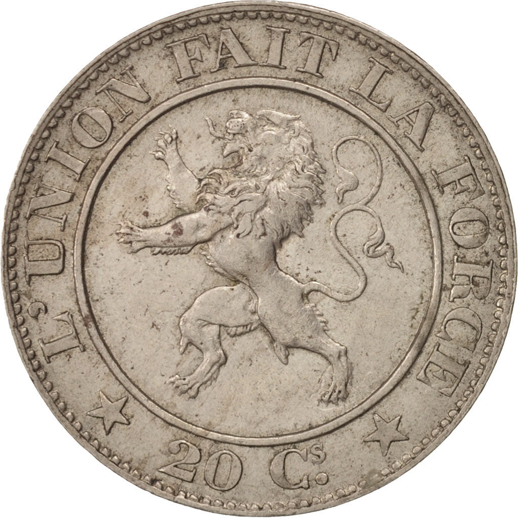 Coin, Belgium, Leopold I, 20 Centimes, 1861, AU(50-53), Copper-nickel, KM:20