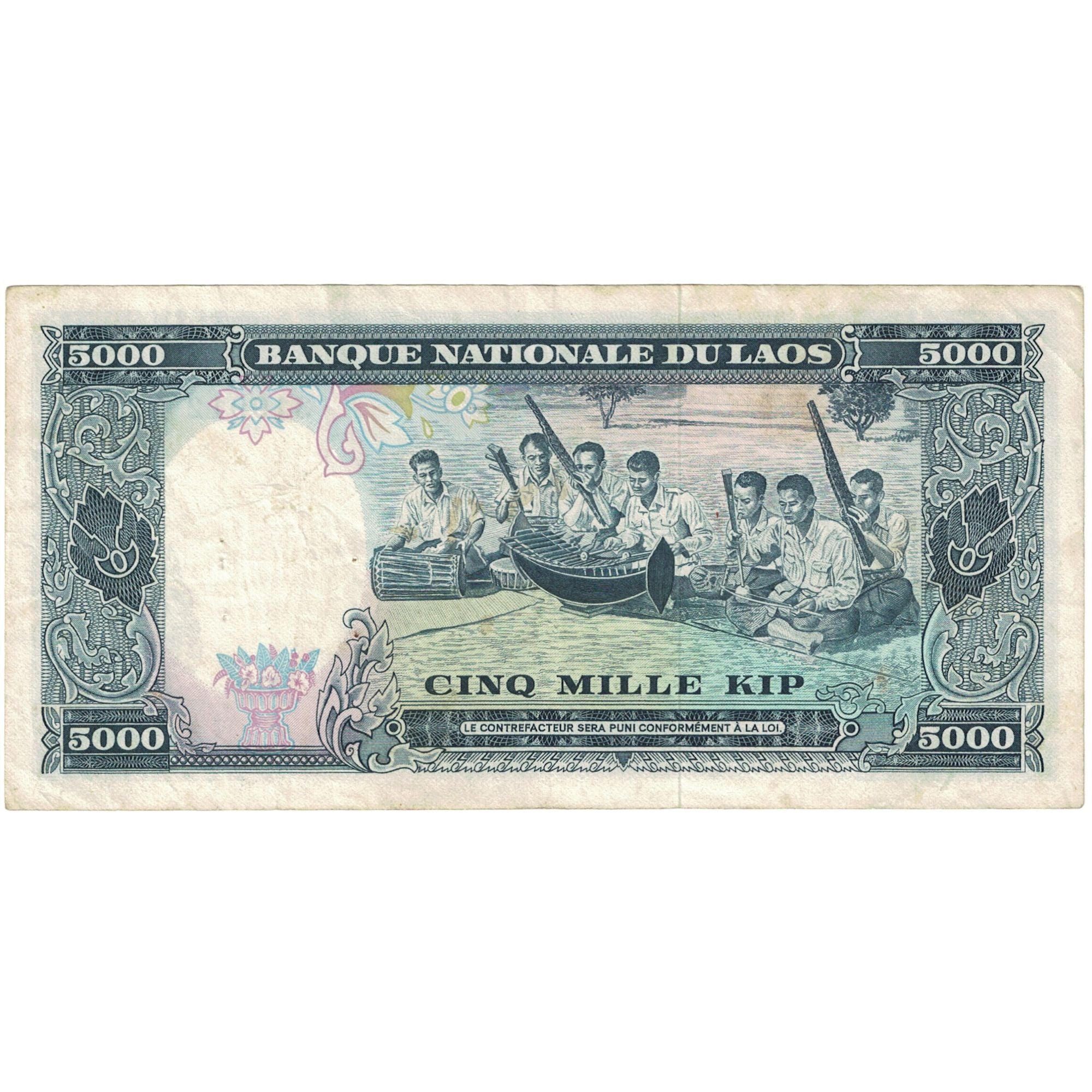 Billet, Laos, 5000 Kip, KM:19a, TTB