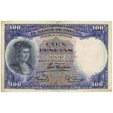 Banknote, Spain, 100 Pesetas, 1931, 1931-04-25, KM:83, VF(30-35)