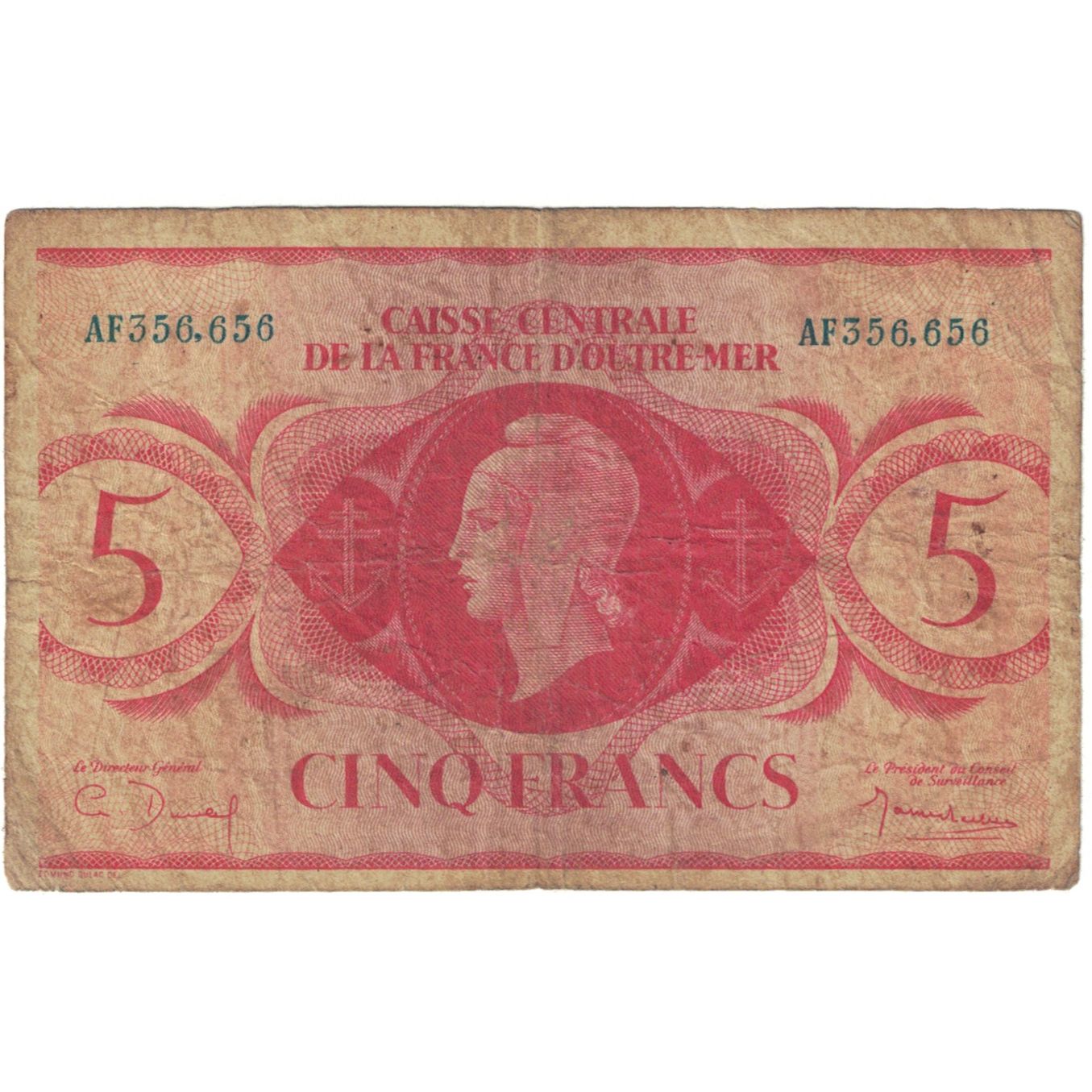 Afrique-Équatoriale française, 5 Francs, 1944, AF356.656, TB, KM:15a