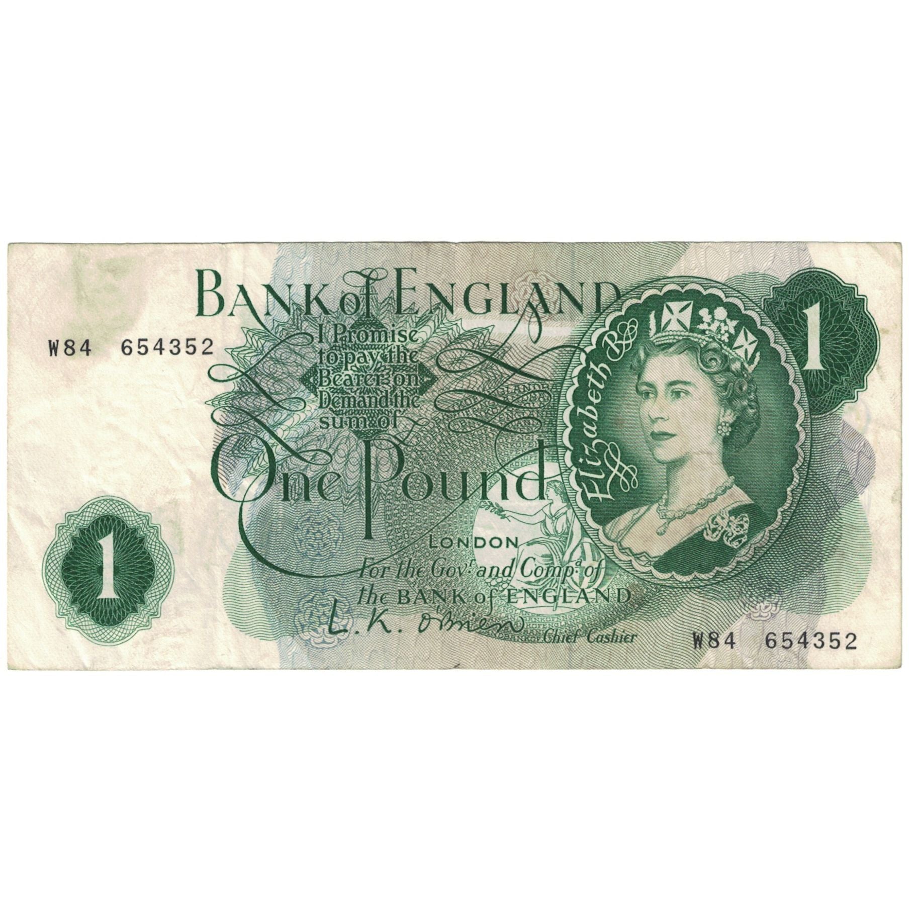 Geldschein, Großbritannien, 1 Pound, 1960, KM:374a, S+