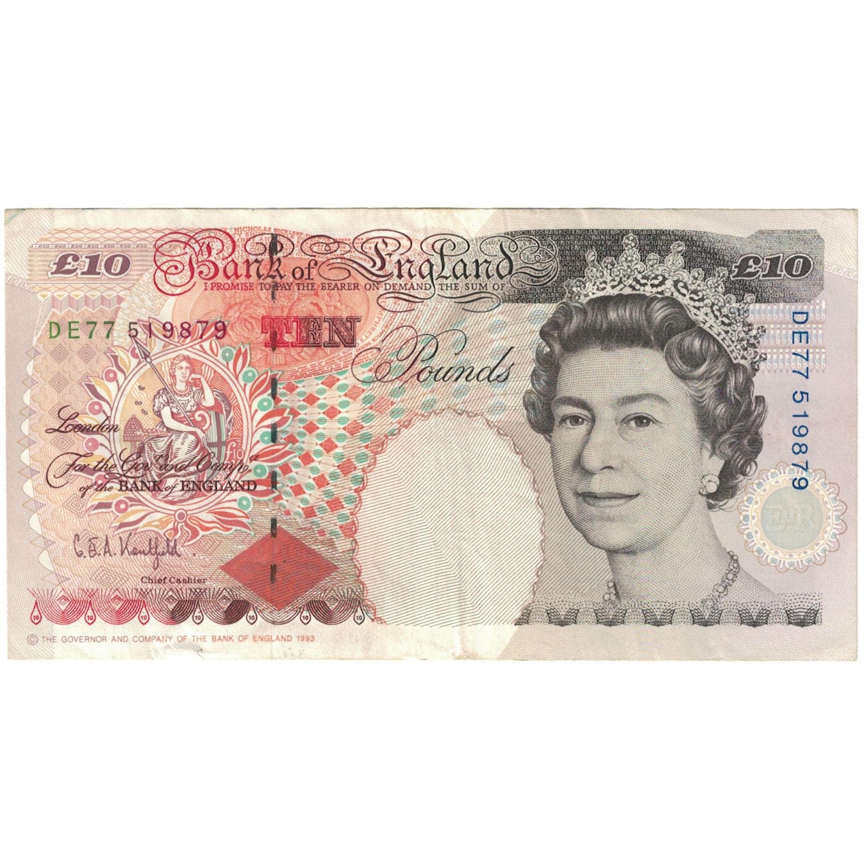 Billete, 10 Pounds, 1993, Gran Bretaña, KM:386a, MBC