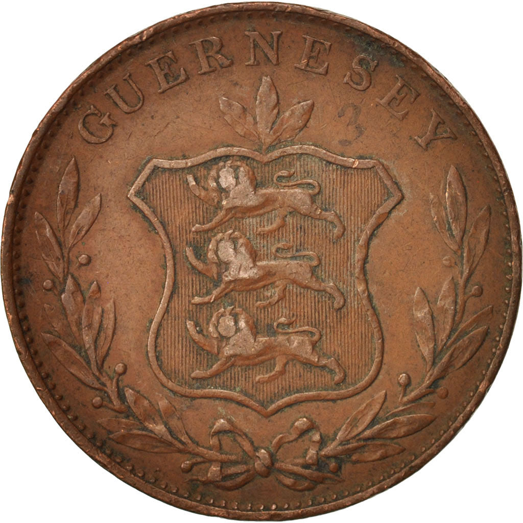 Guernsey, 8 Doubles, 1834, EF(40-45), Copper, KM:3
