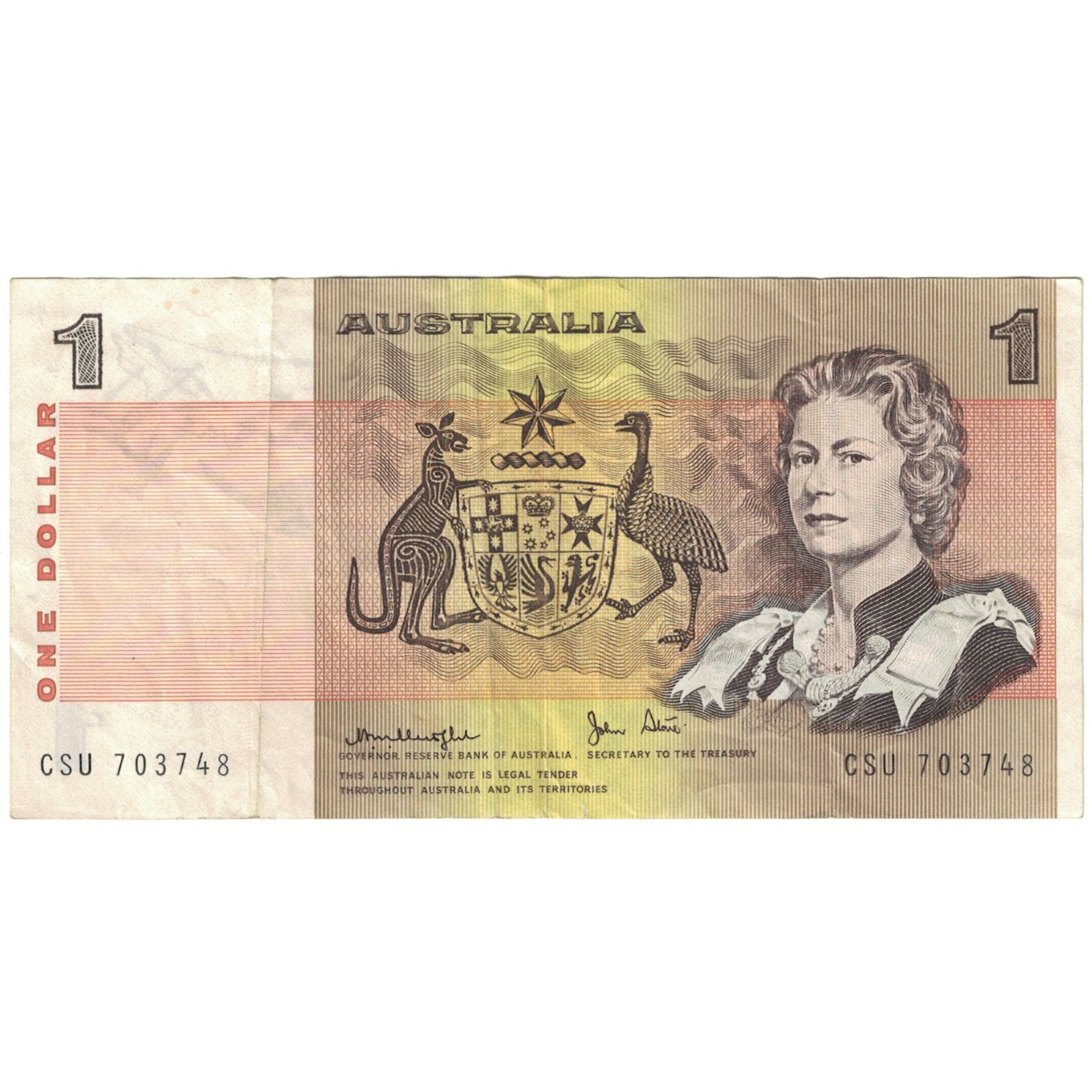 Billet, Australie, 1 Dollar, KM:37a, TTB