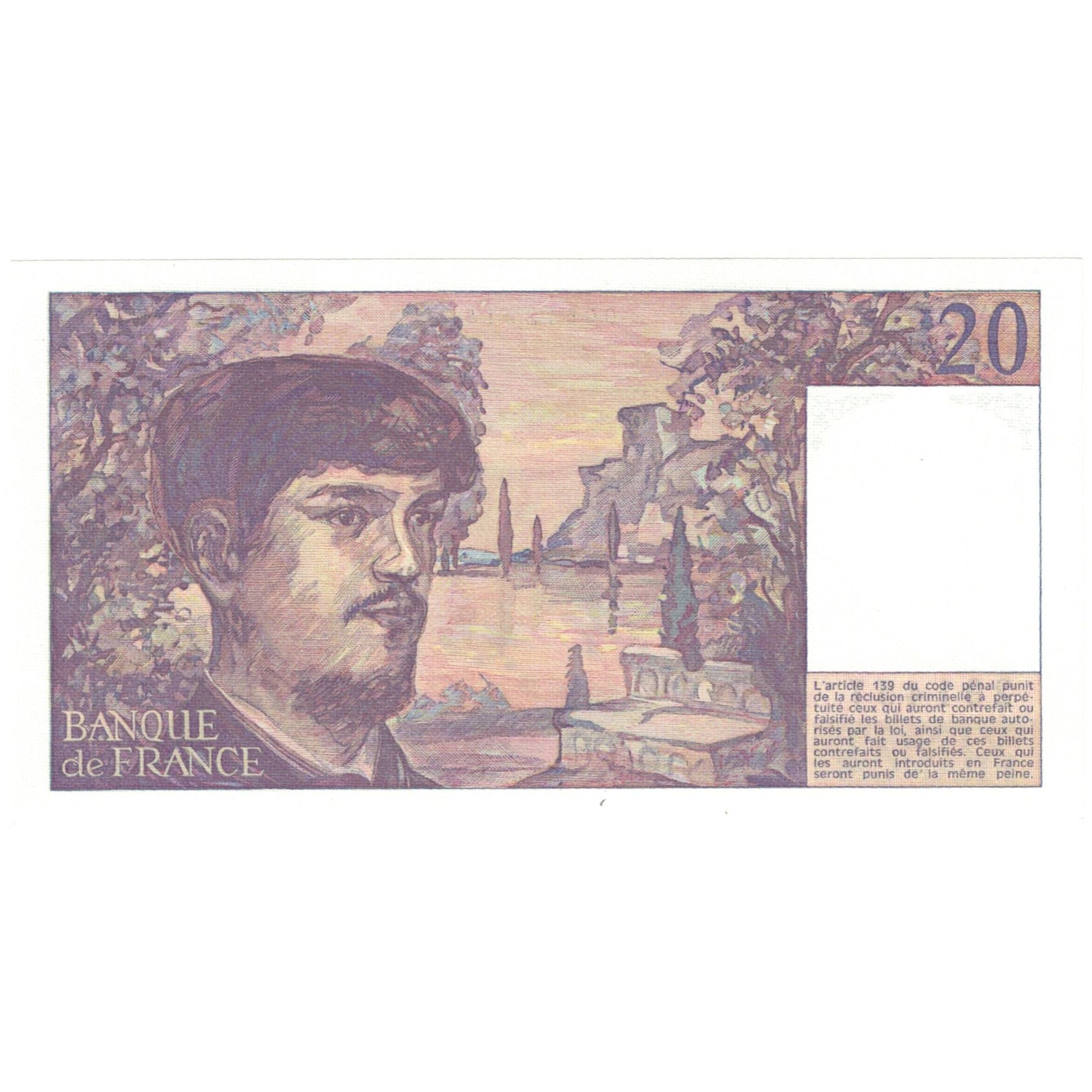 France, 20 Francs, Debussy, 1980, 291457 S.003, UNC(65-70), Fayette:66.1