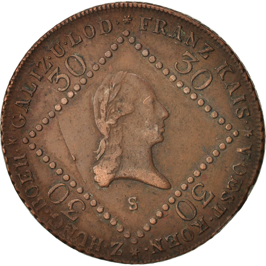Austria, Franz II (I), 30 Kreuzer, 1807, Schmollnitz, MBC, Cobre, KM:2149