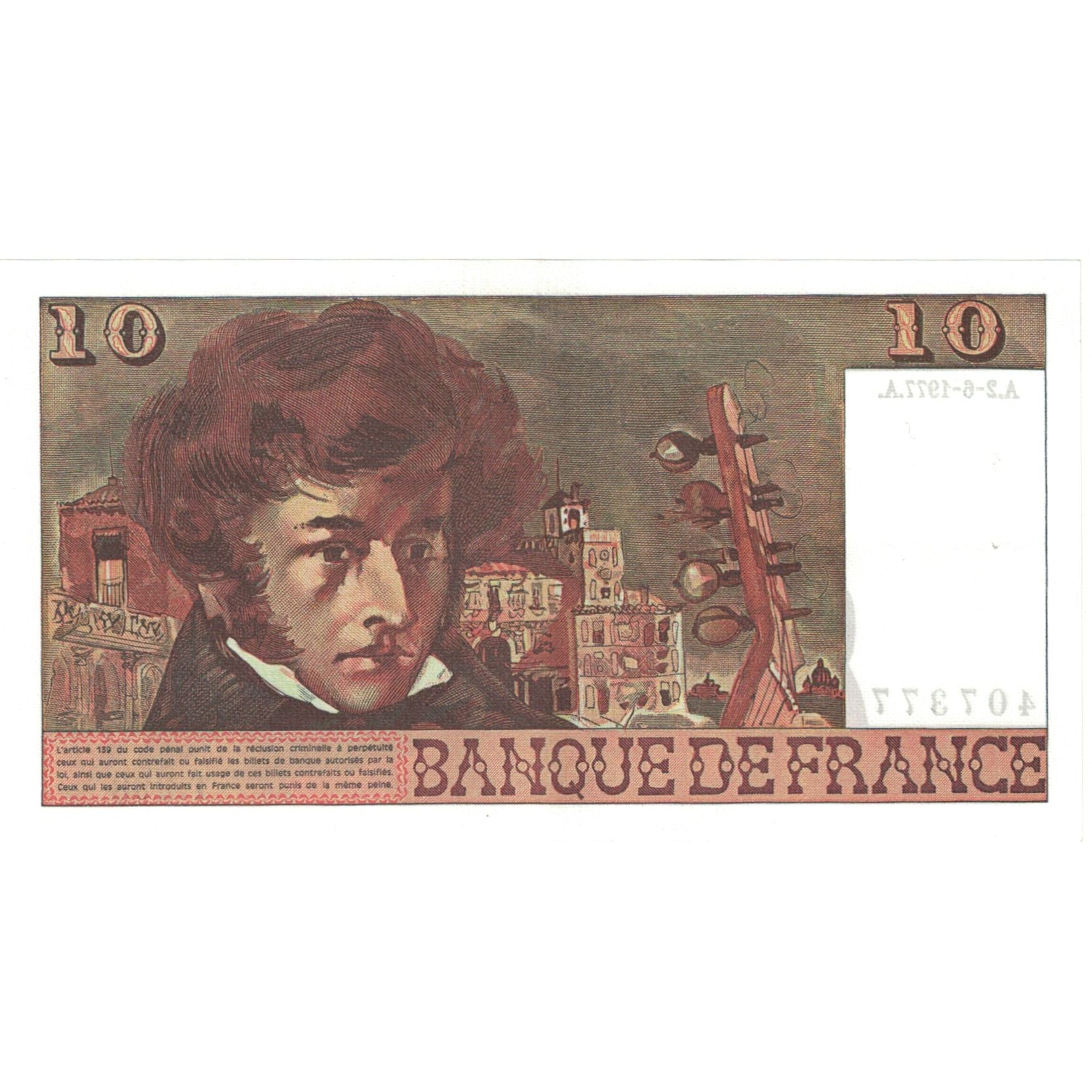 Francia, 10 Francs, Berlioz, 1977, 407377 T.298, SC, Fayette:63.22, KM:150c