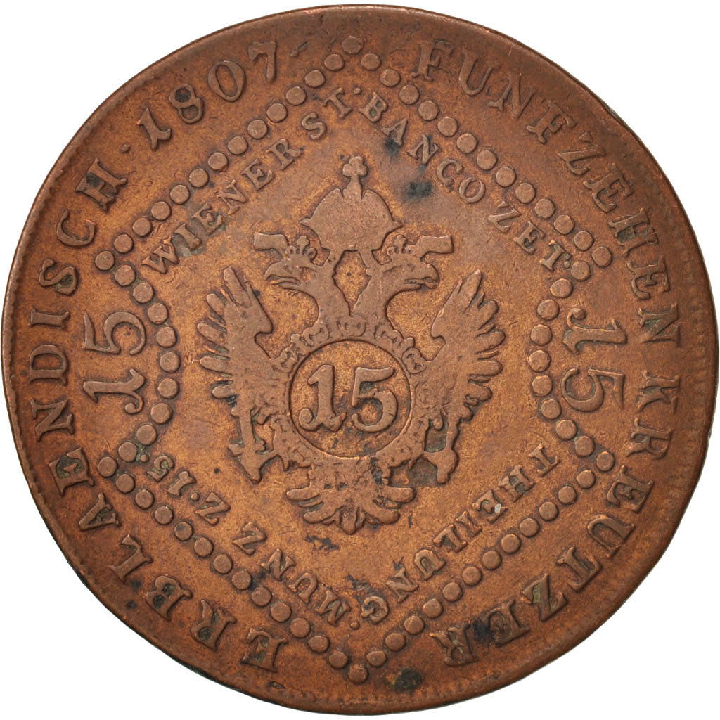 Austria, Franz II (I), 15 Kreuzer, 1807, Schmollnitz, VF(20-25), Copper, KM:2138