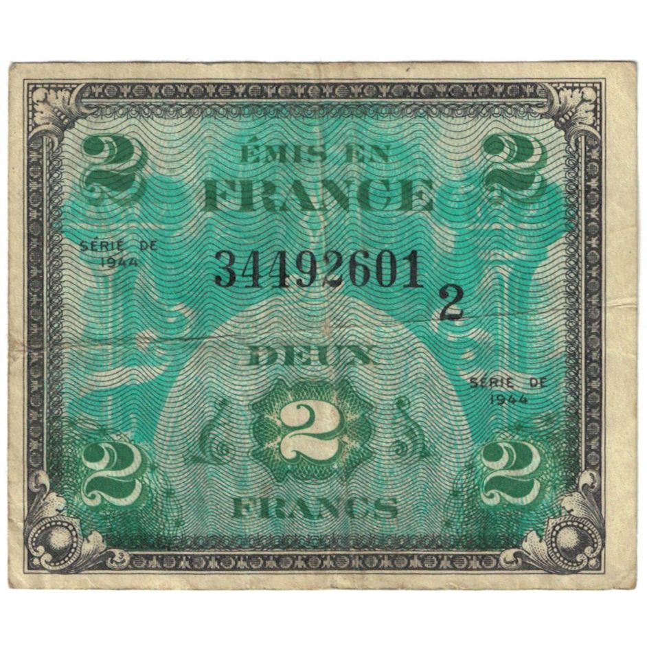 Frankreich, 2 Francs, Flag/France, 1944, 34492601, S, Fayette:16.02, KM:114a