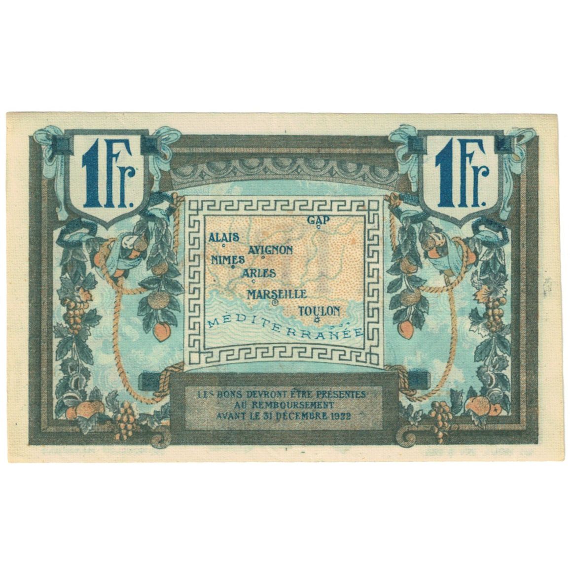 França, Région Provençale, 1 Franc, Chambre de commerce / Région