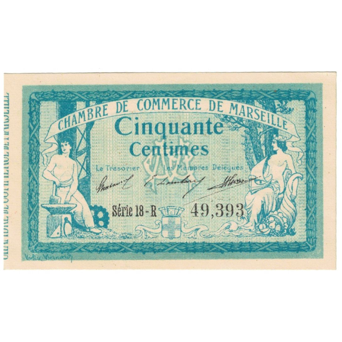 France, Marseille, 50 Centimes, 1914, Chambre de Commerce, AU(55-58)