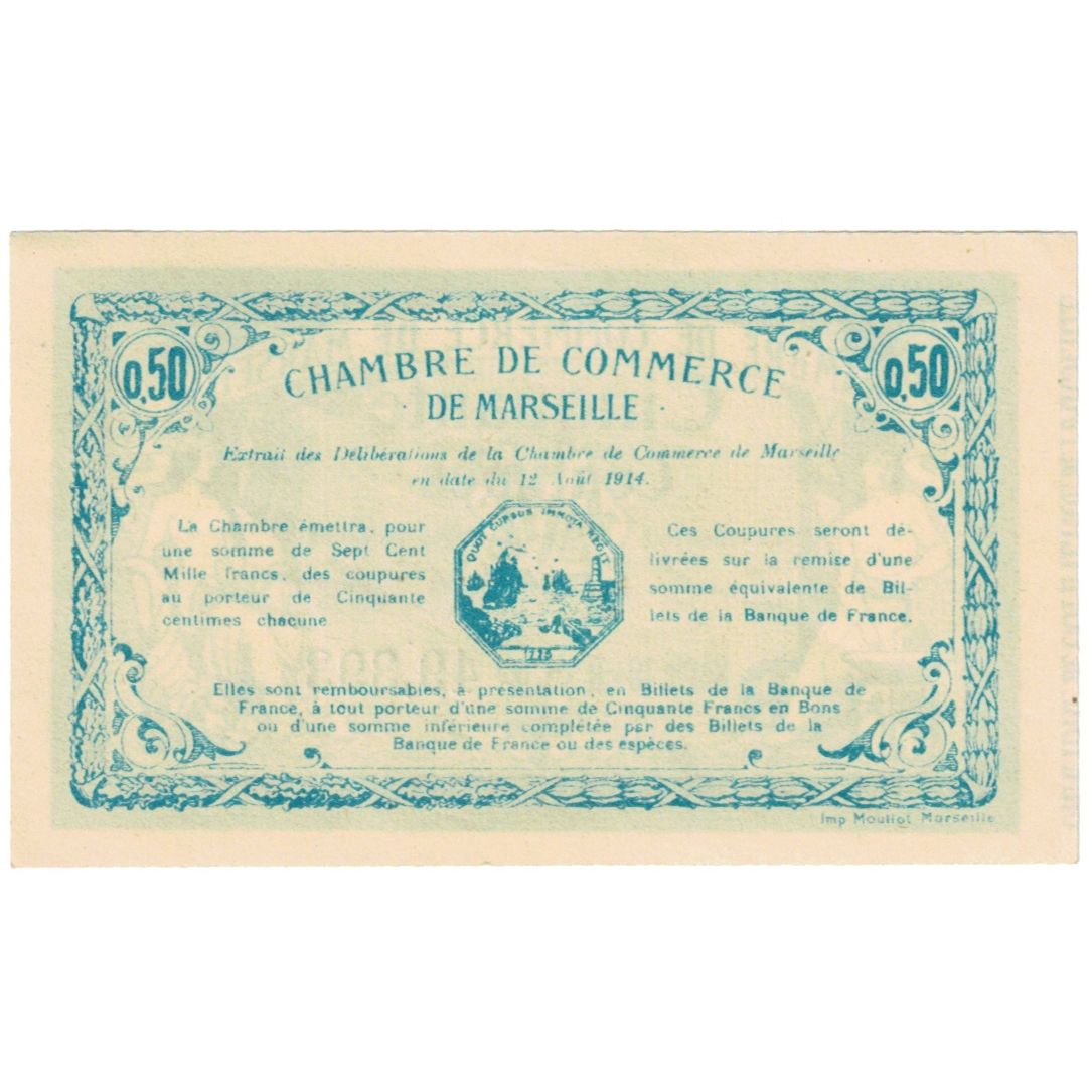 France, Marseille, 50 Centimes, 1914, Chambre de Commerce, AU(55-58)