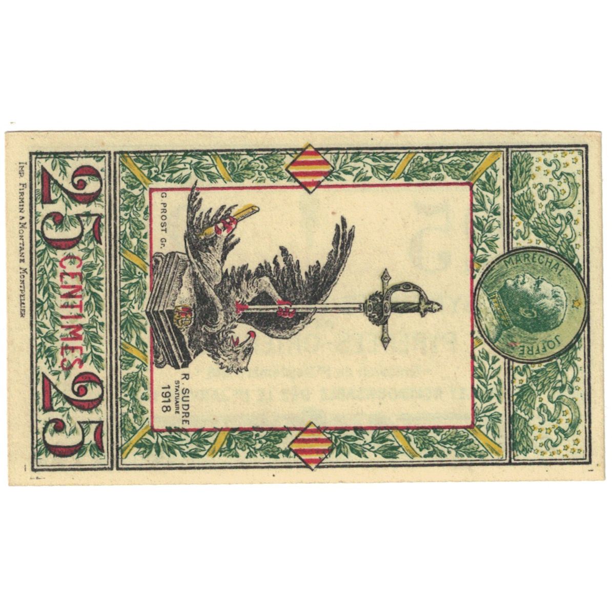 France, 25 Centimes, 1918, Pirot 66.71,Chambre de commerce / Pyrénées Orientales