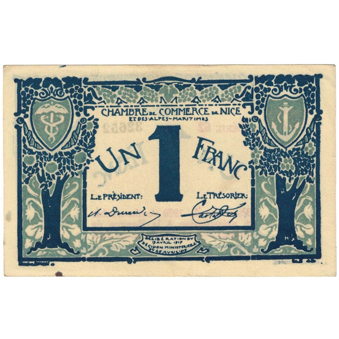 France, Nice, 1 Franc, 1917, EF(40-45), Pirot:7