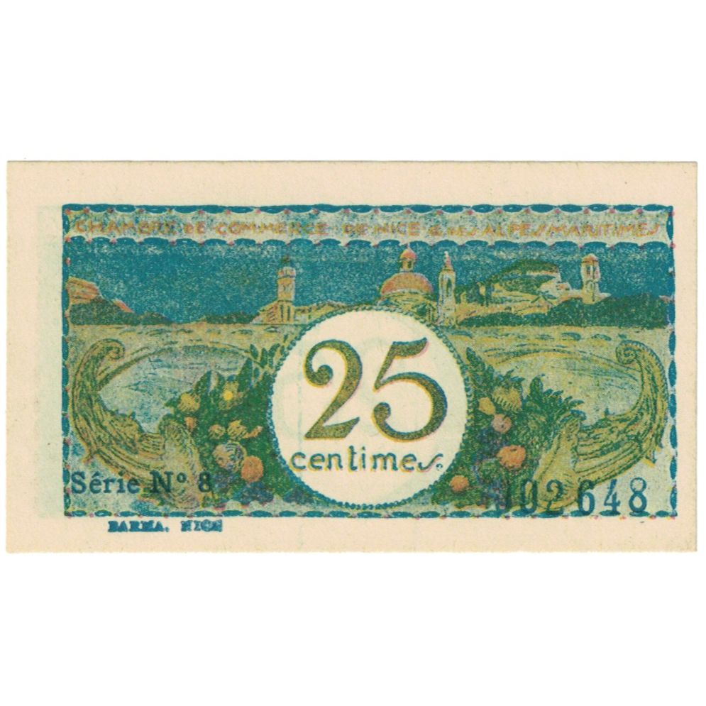 France, Nice, 25 Centimes, AU(55-58), Pirot:91-17