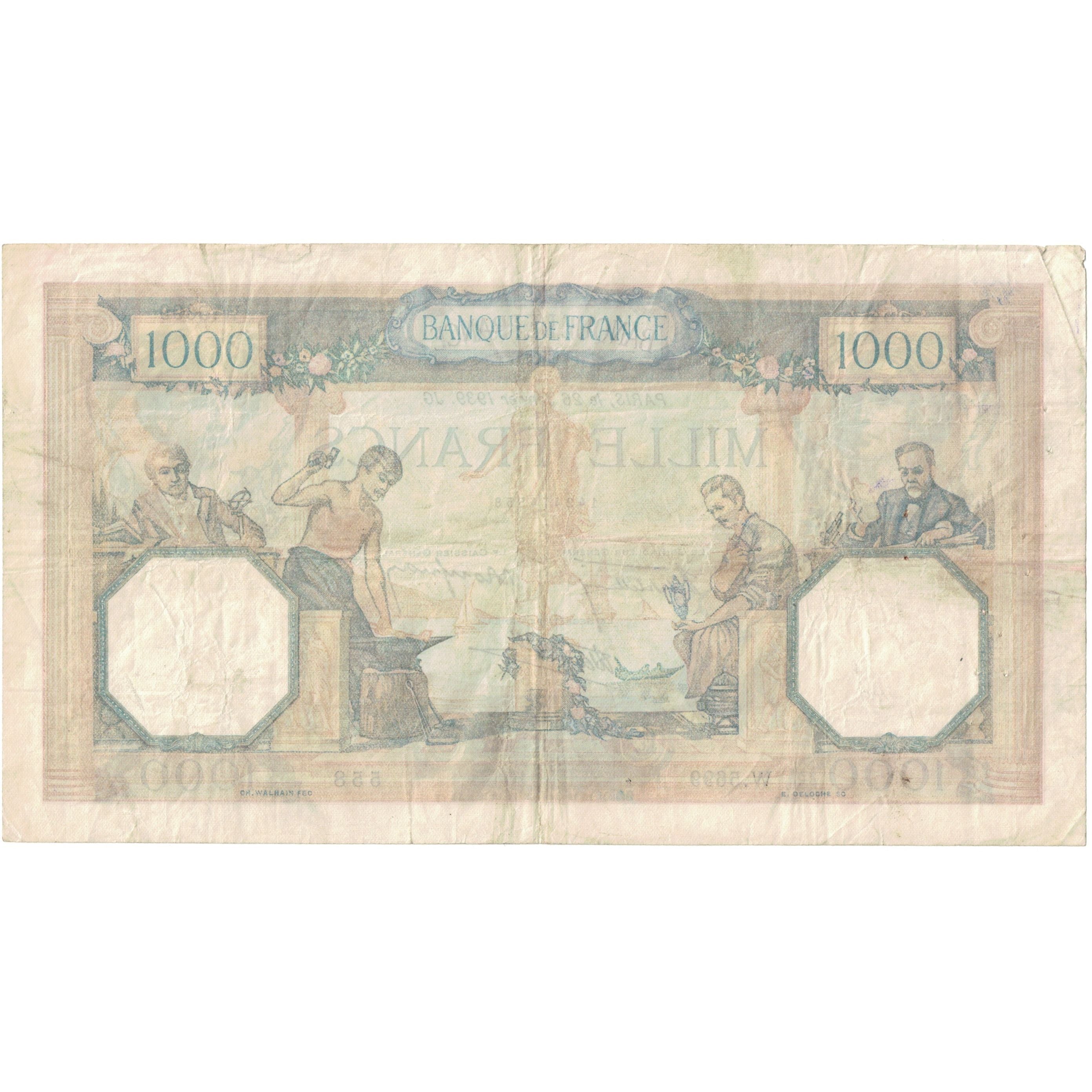 Francja, 1000 Francs, Cérès et Mercure, 1939, 1939-01-26, EF(40-45)