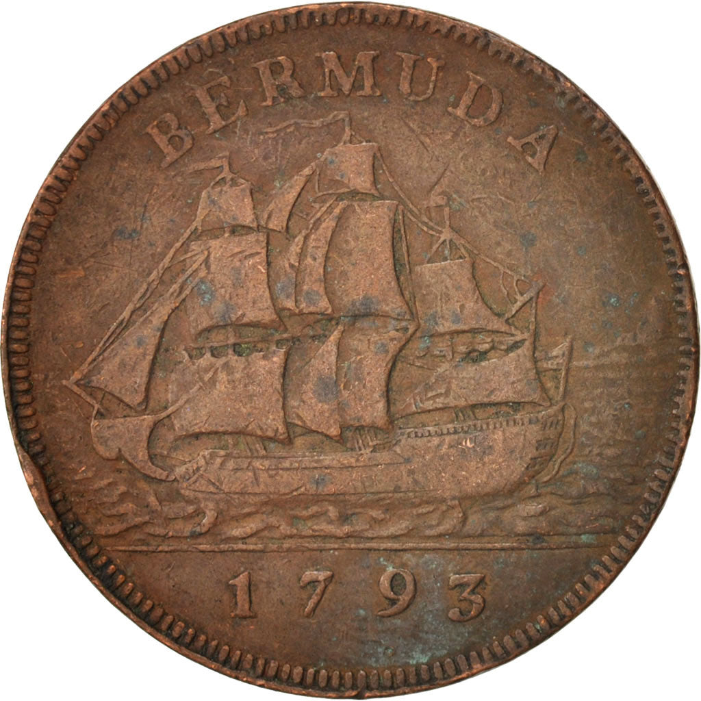 Bermuda, George III, Penny, 1793, VF(30-35), Copper, KM:5
