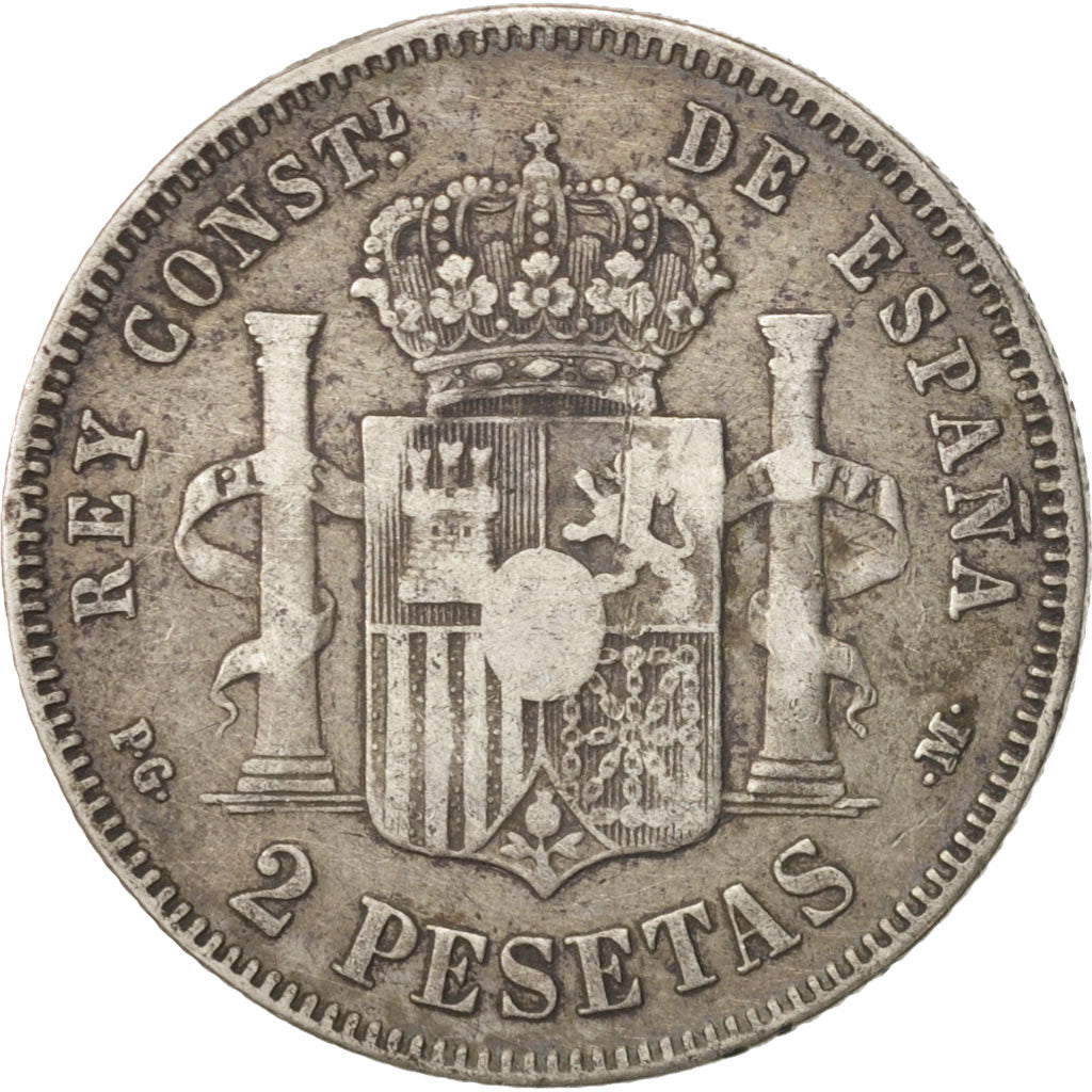 Spain, Alfonso XIII, 2 Pesetas, 1892, Madrid, EF(40-45), Silver, KM:692
