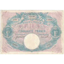 França, 50 Francs, Bleu et Rose, 1919, E.8655 240, VF(20-25), Fayette:14.32