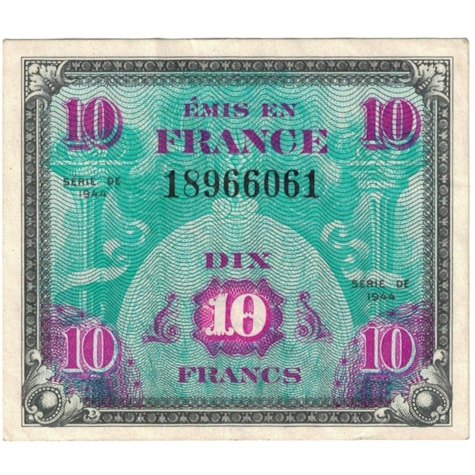 France, 10 Francs, 1944, 18966061, EF(40-45), Fayette:VF18.01, KM:116a