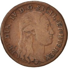 Estados italianos, Ferdinando IV, 8 Tornesi, 1796, BC+, Cobre, KM:216