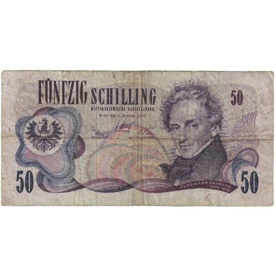 Banknote, Austria, 50 Schilling, 1970-01-02, KM:143a, VG(8-10)