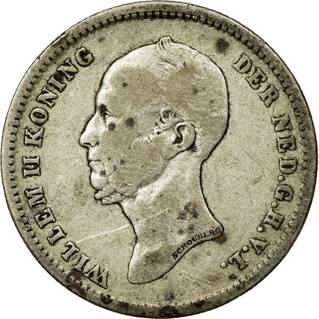 Coin, Netherlands, William II, 25 Cents, 1848, Utrecht, VF(20-25), Silver, KM:76