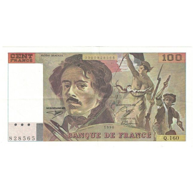 Francia, 100 Francs, Delacroix, 1990, 828565 Q.160, FDS, Fayette:69 bis 2.b