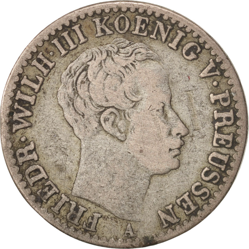 German States, PRUSSIA, Friedrich Wilhelm III, 1/6 Thaler, 1822, Berlin