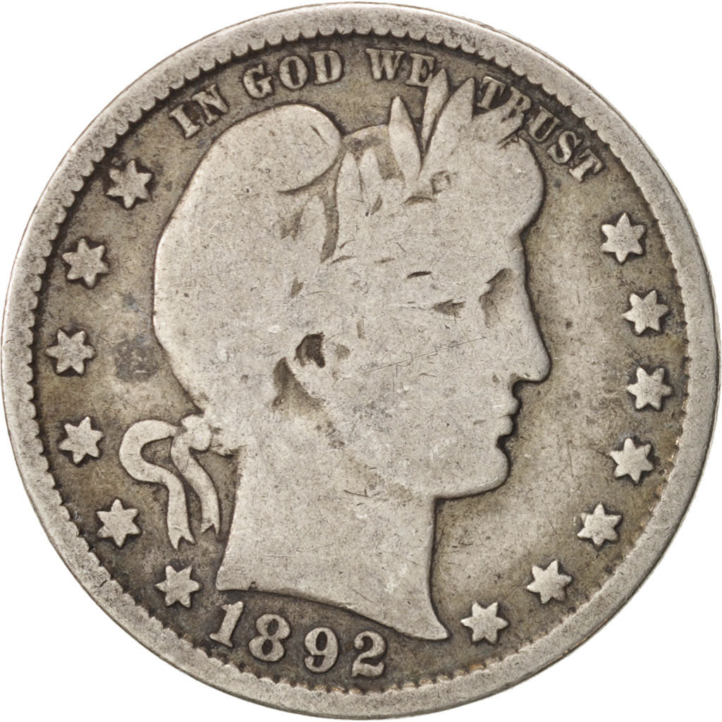 Moneda, Estados Unidos, Barber Quarter, Quarter, 1892, U.S. Mint, Philadelphia
