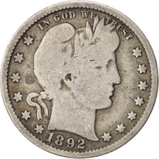 Moneda, Estados Unidos, Barber Quarter, Quarter, 1892, U.S. Mint, Philadelphia