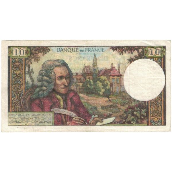 France, 10 Francs, Voltaire, 1971, T.716, AU(55-58), Fayette:62.52, KM:147d
