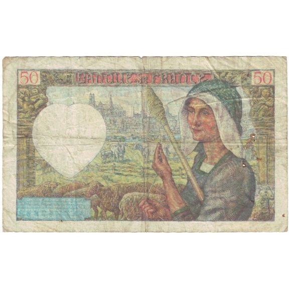 France, 50 Francs, Jacques Coeur, 1942, H.169 49668, VF(20-25), Fayette:19.20