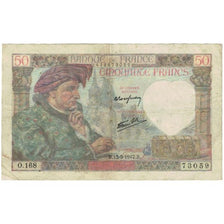 France, 50 Francs, Jacques Coeur, O.168 73059, EF(40-45), Fayette:19.20, KM:93