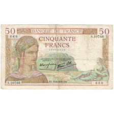 France, 50 Francs, Cérès, 1939, S.10786, VF(20-25), Fayette:18.29, KM:85b