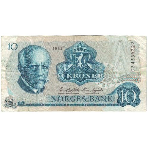 Banknote, Norway, 10 Kroner, 1983, KM:36b, VF(20-25)