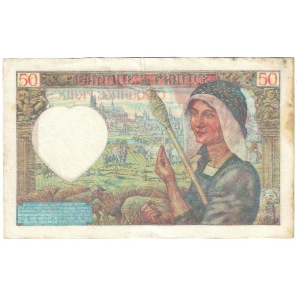 France, 50 Francs, Jacques Coeur, 1942, E.165 80732, VF(20-25), Fayette:19.18